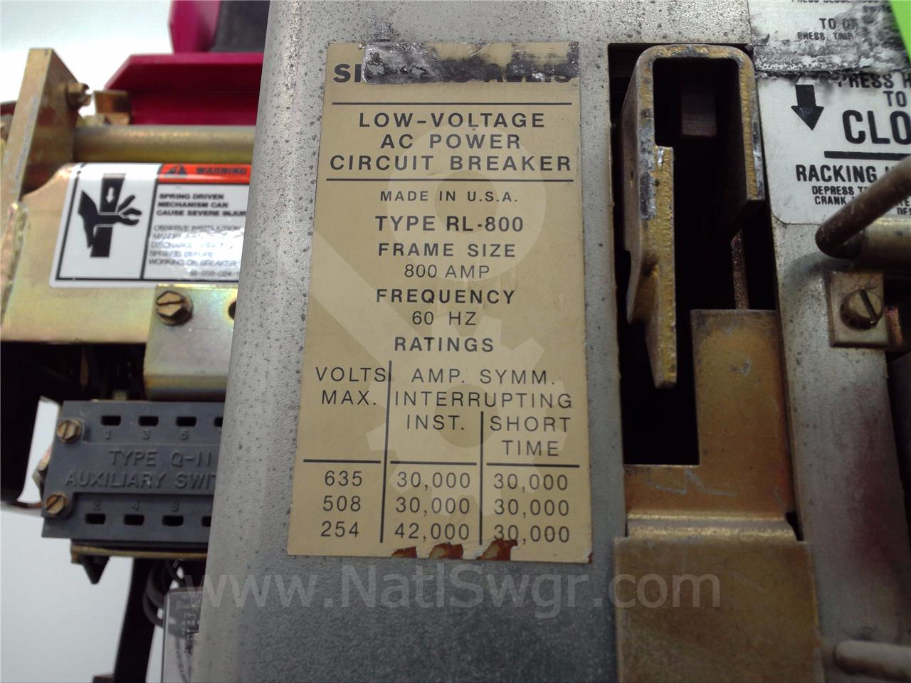800 Amps Sa Rl-800 Eo/do 125 Volts DC Control, Ssii Lig, 200 Amps Ct, Dual Switch Bell Alarm - Image 6