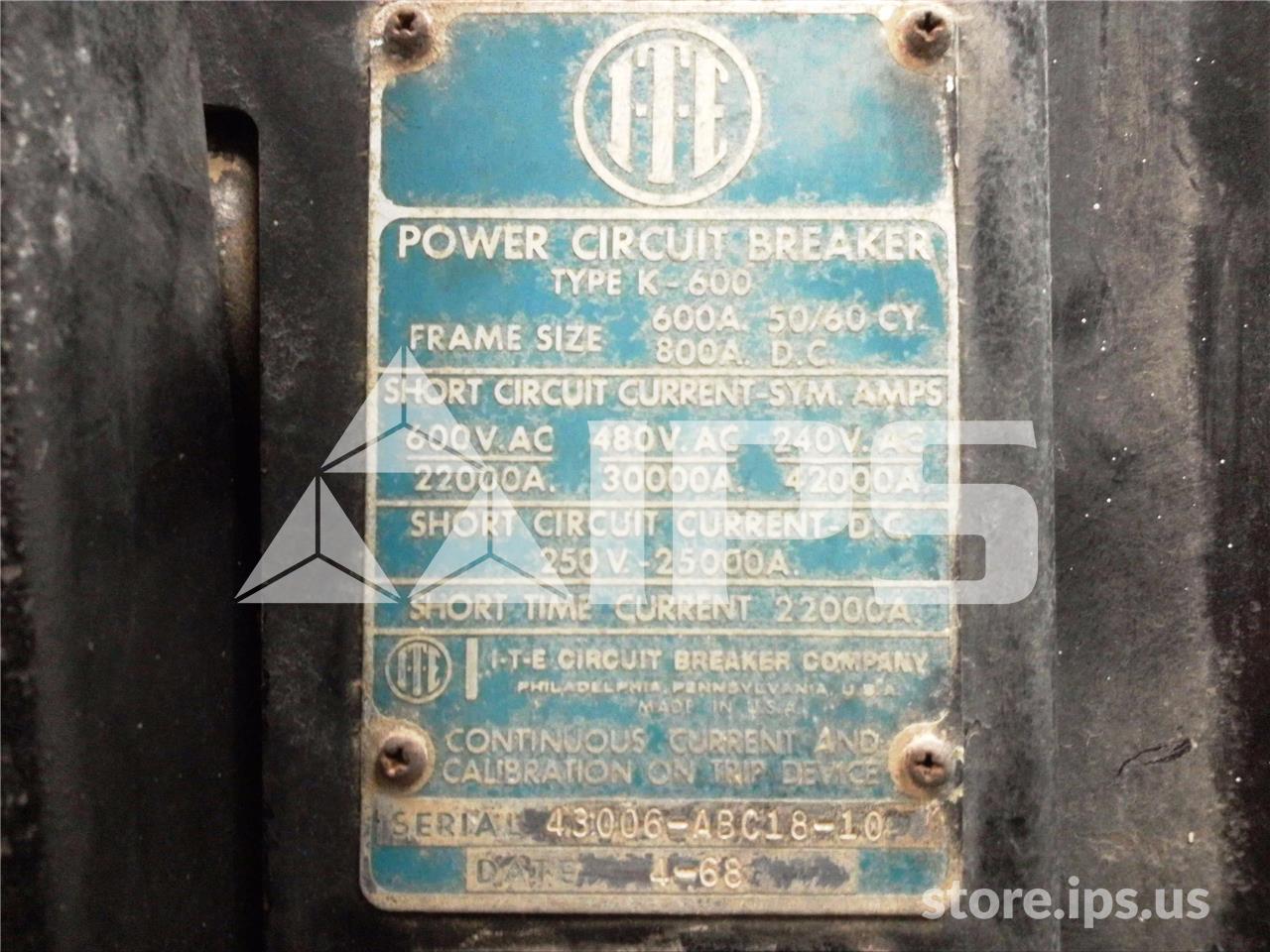 600 Amps ITE K-600 Red Mo/do 600 Amps Od-3 Li - Image 5