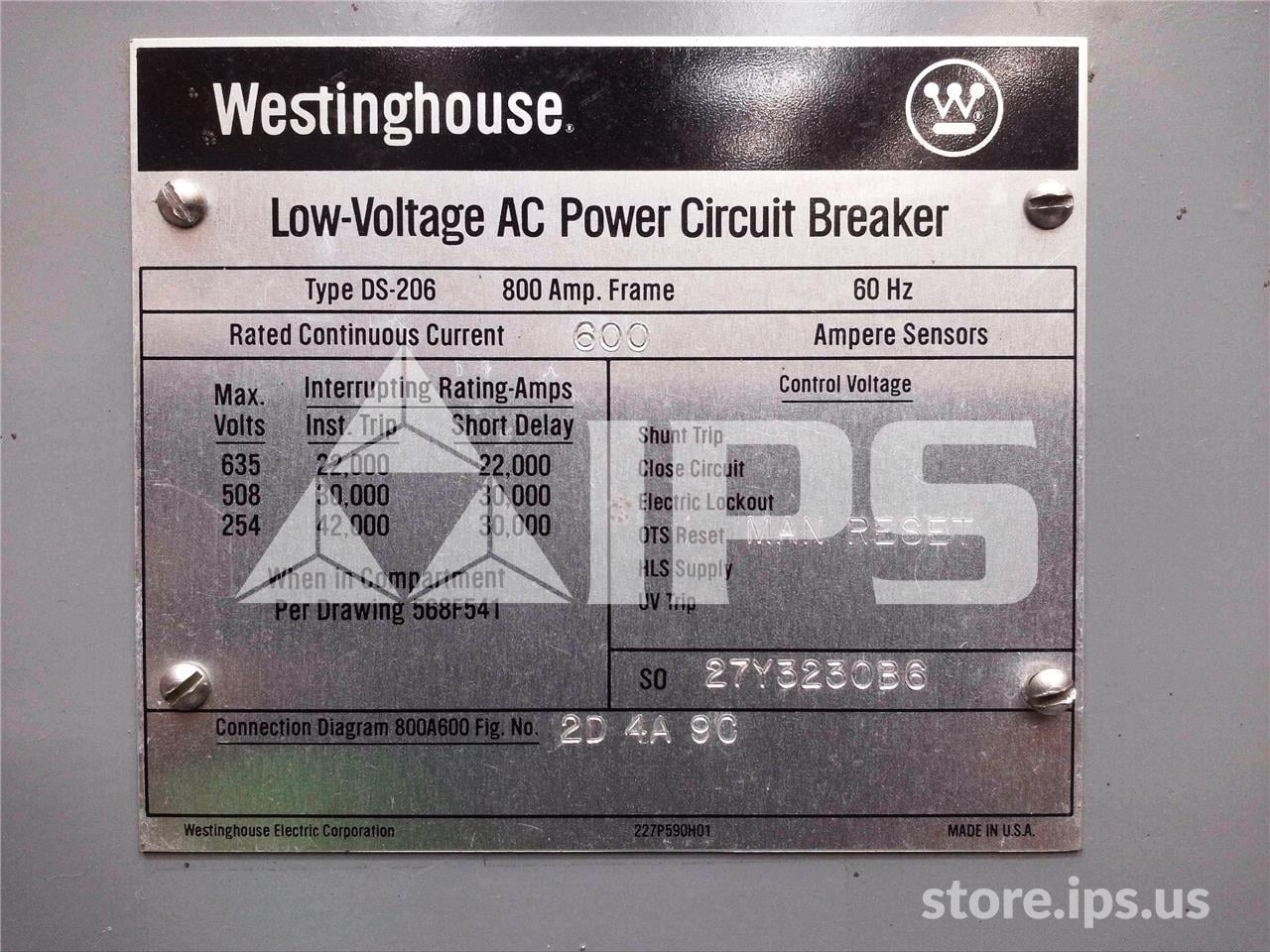 800 Amps WH Ds-206 Mo/do Westrip Rms-2000 Lsig, 600 Amps Ct, Dual Switch Bell Alarm - Image 5