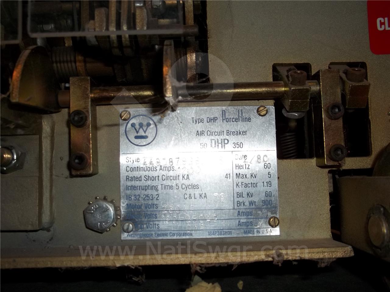 1200 Amps WH 50 Dhp 350 Eo/do (50dhp 350) 230 Volts AC Controls, Cap Trip - Image 5