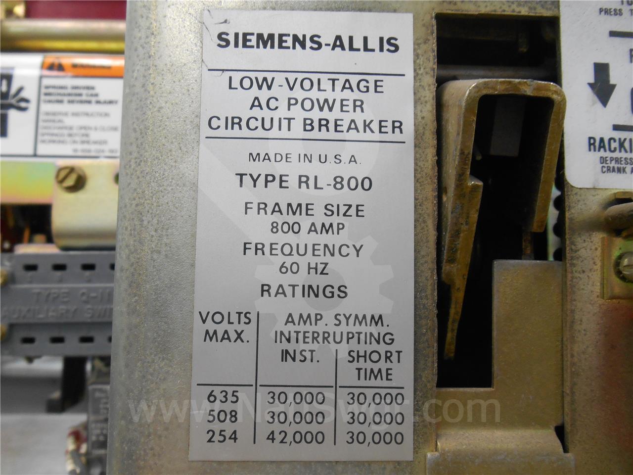 800 Amps Sa Rl-800 Eo/do 125 Volts DC Control, Ssii Lig, 200 Amps Ct, Dual Switch Bell Alarm - Image 2