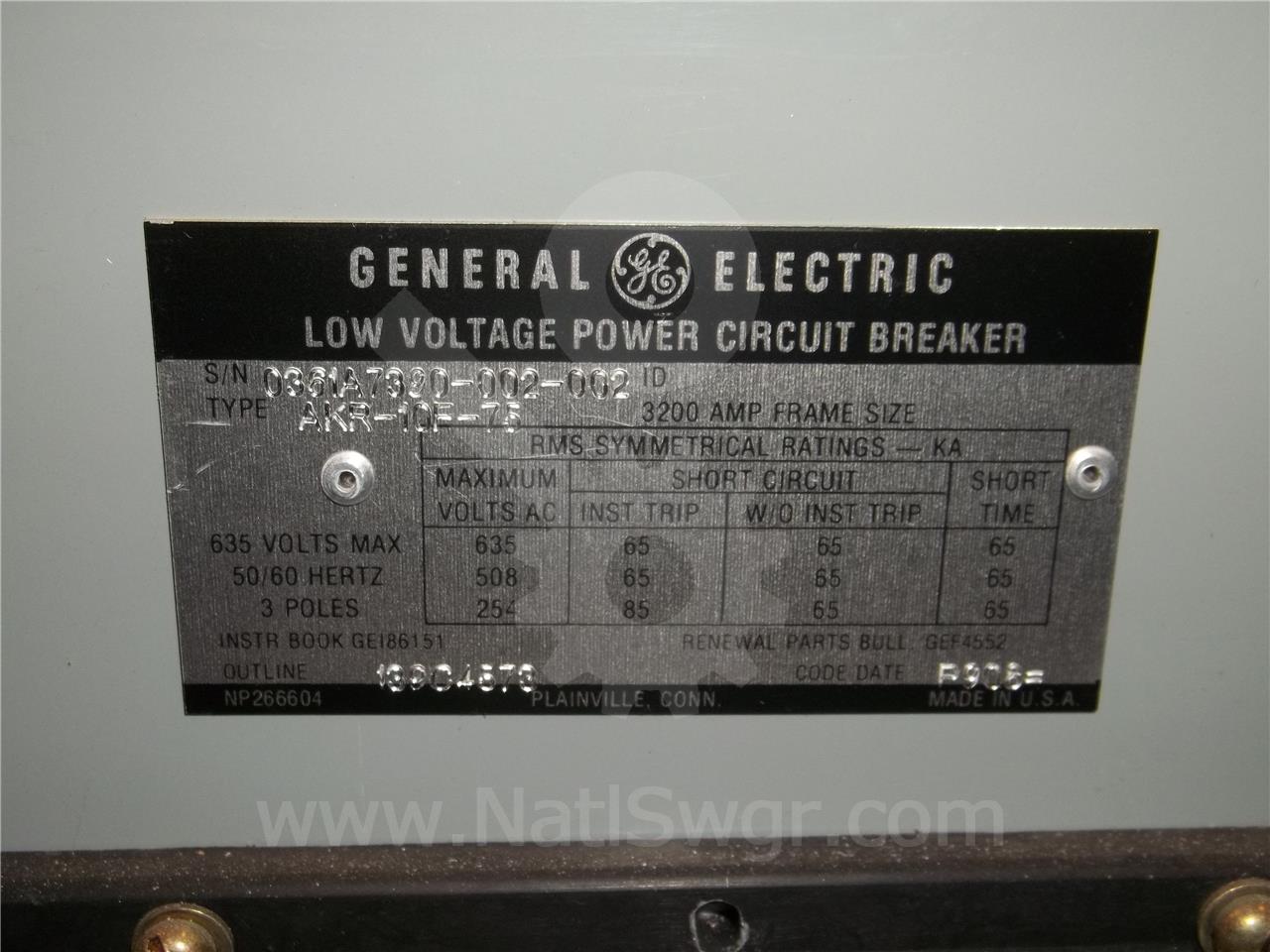 3200 Amps GE Akr-10f-75 Eo/do (akr-_f-75) 120 Volts AC Controls, Mvt Plus Lsi, 3200 Amps Ct, 3200 Amps Rp - Image 7