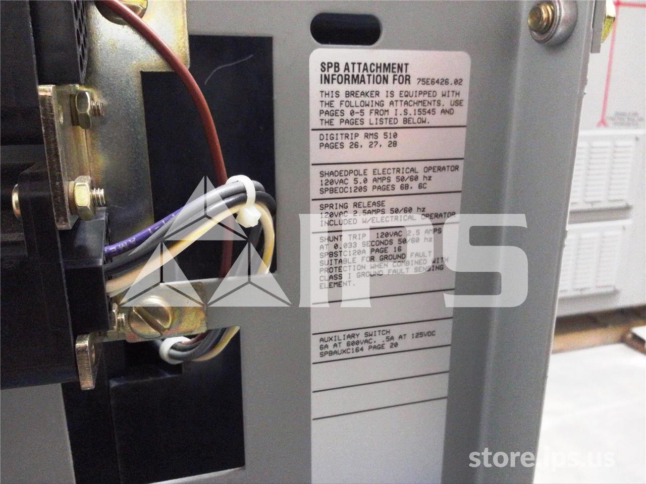 2000 Amps WH Spb-65 Eo/do Compact Frame (spb65) 120 Volts AC Control, Digitrip Rms 510 Ls, 2000 Amps Rp, 2000 - Image 4