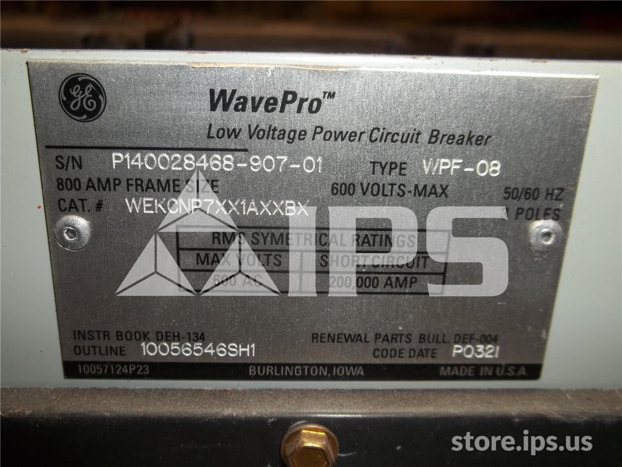 800 Amps GE Wpf-08 Mo/do Wekcnp7xx1axxbx Entelliguard Tu Lsi, 225 Amps Rp, 400 Amps Ct, 120 Volts AC Uv, 1600 - Image 5