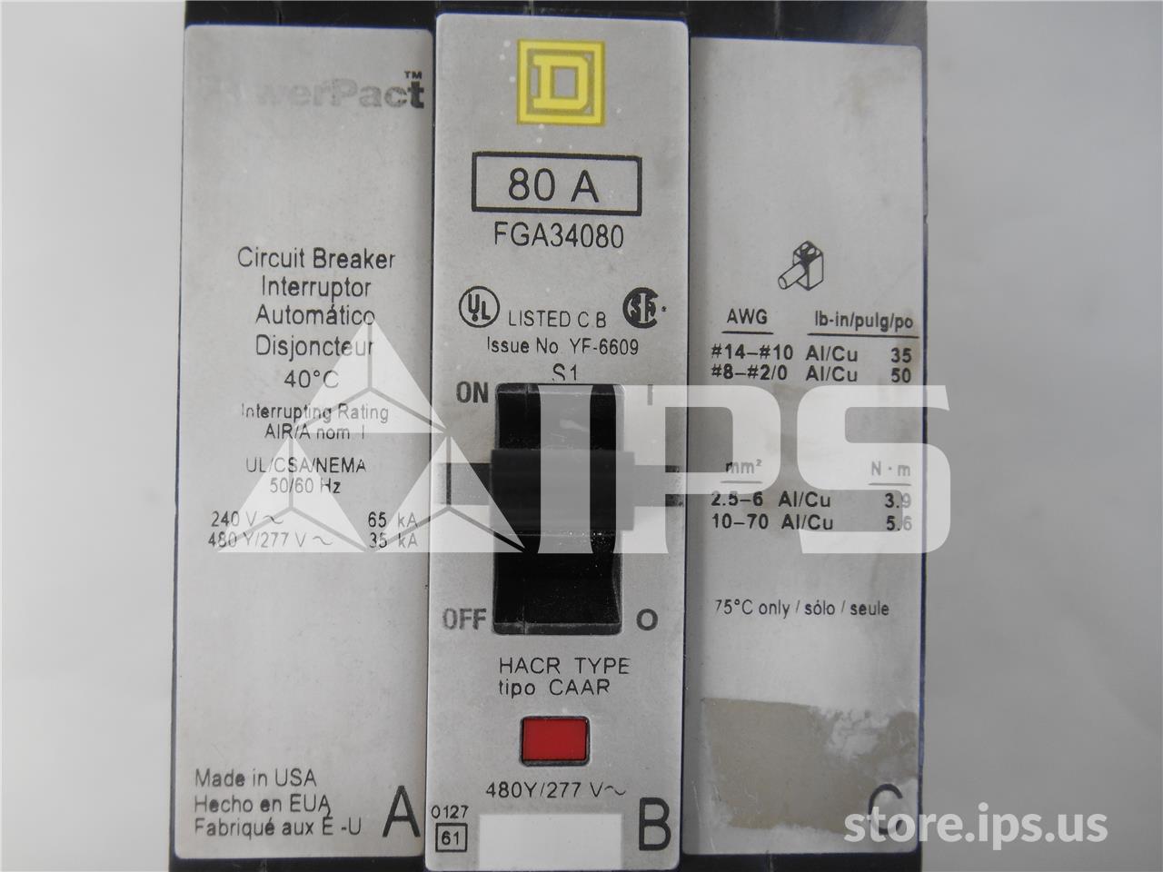 Square D Powerpact Fga I-line Mccb 80at - Image 2