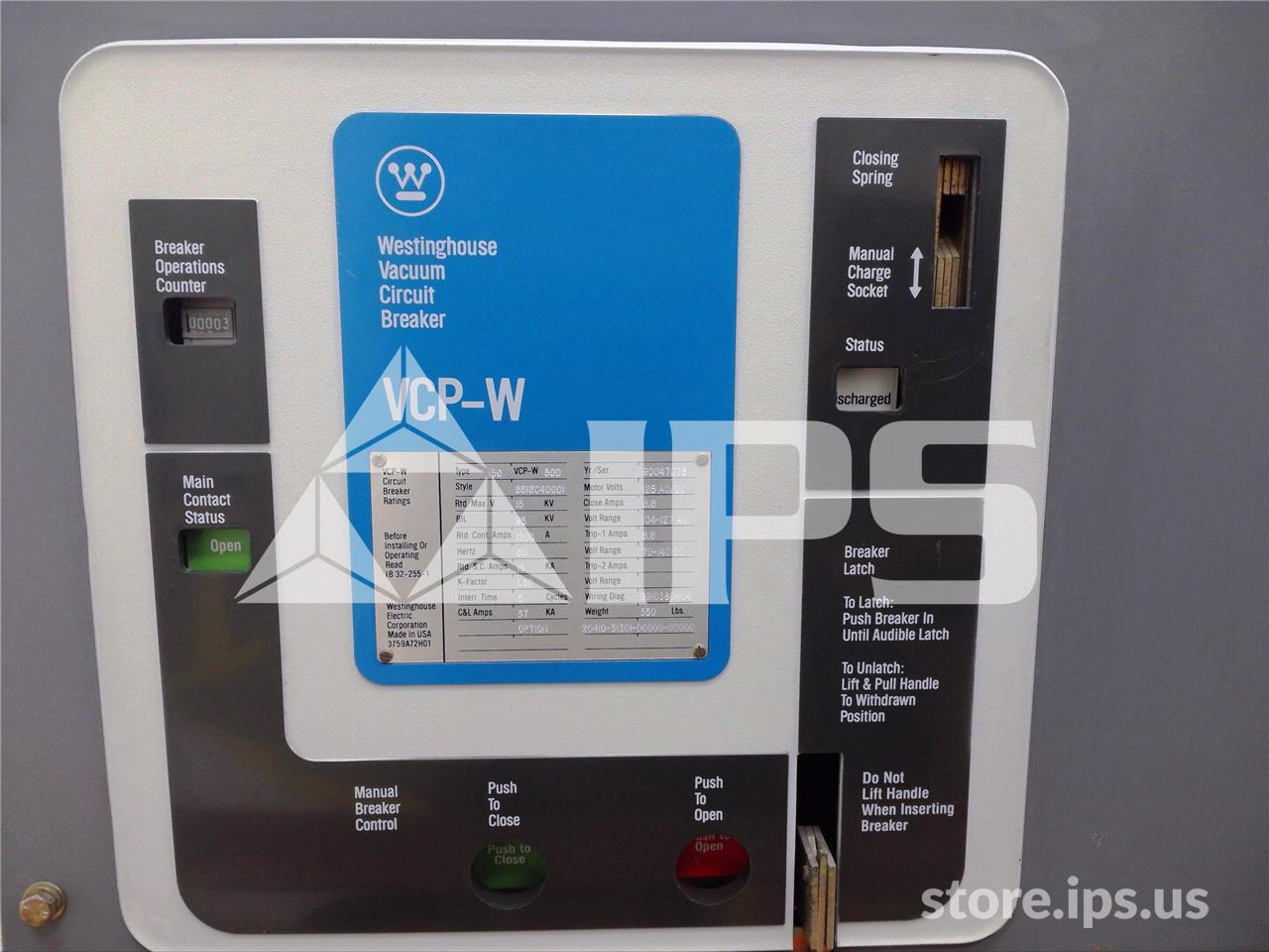 1200 Amps WH 150vcp-w 500 (150vcp-w 500) 120 Volts AC Control, 125 Volts DC Trip, 18k Amps Sc, Bottle# - Image 2
