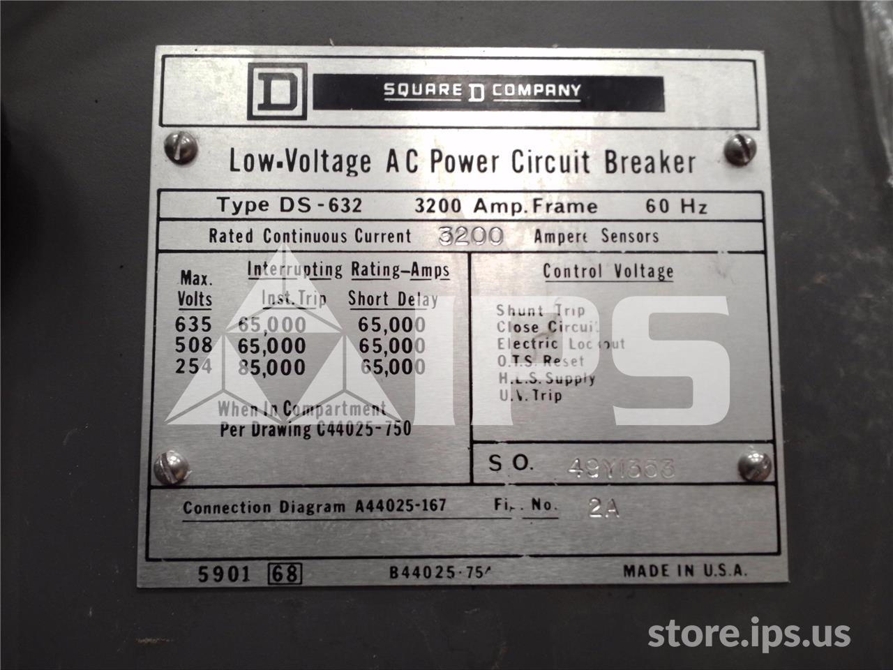 3200 Amps Square D Ds-632 Mo/do Amptector Ia Li, 3200 Amps Ct - Image 2