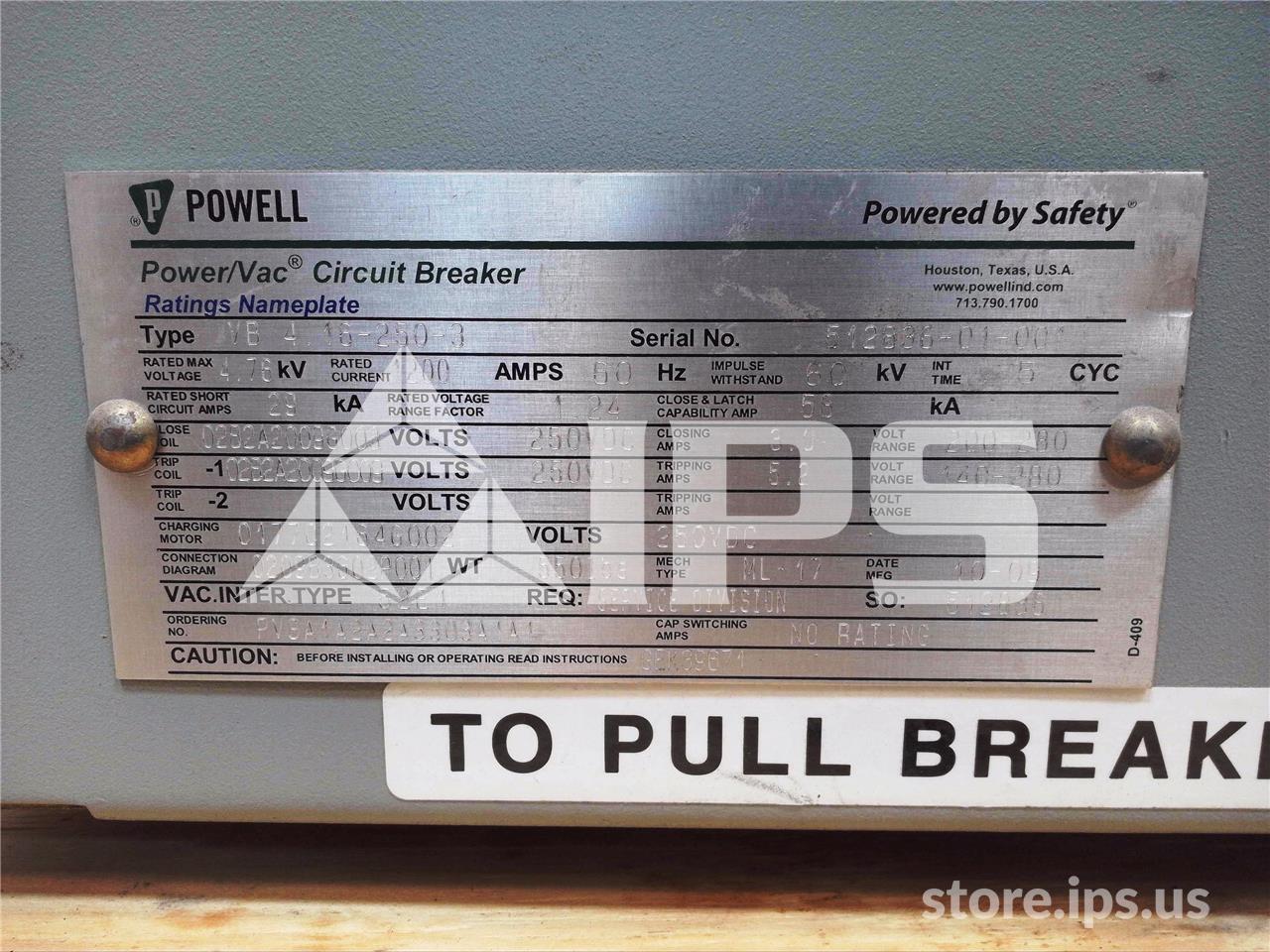 1200 Amps Ge/pwl Vb 4.16-250-3 Ml-17 (vb 4.16-250) 250 Volts DC Control 29k Amps Sc, Bottle# 52e1 - Image 4