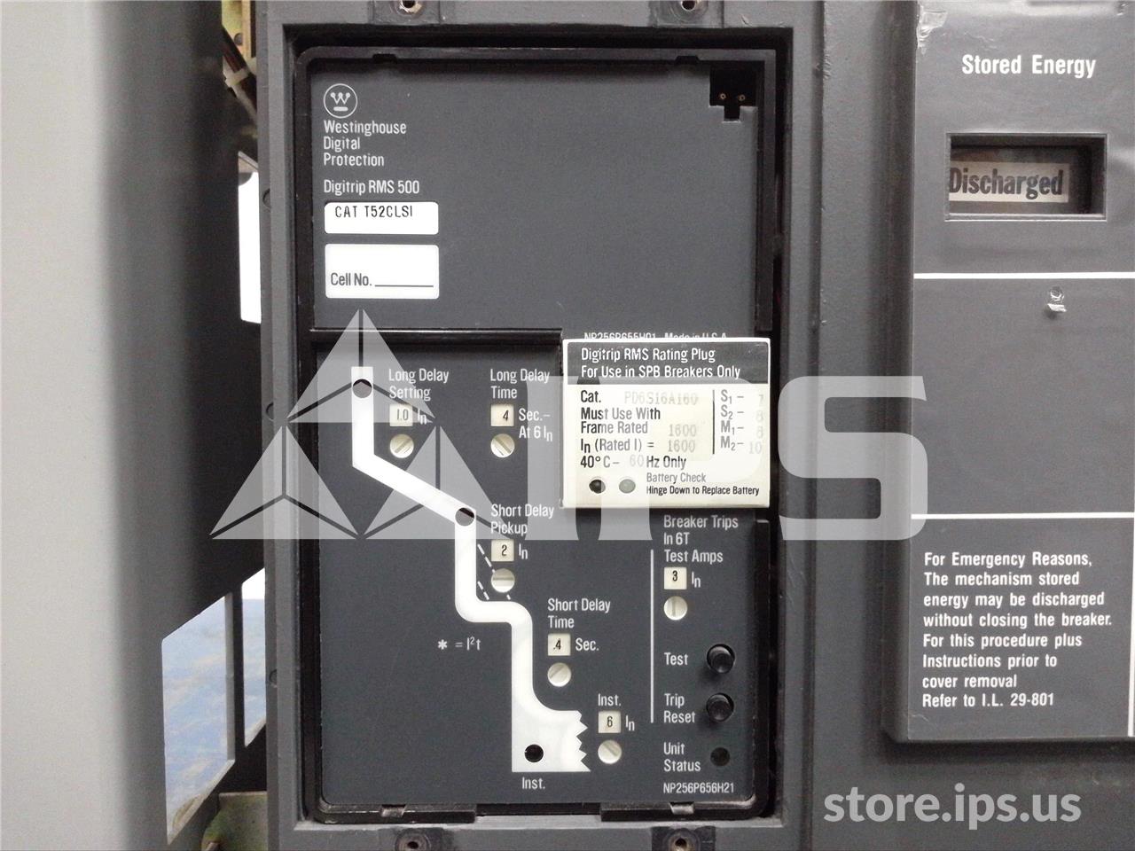 1600 Amps WH Spb-100 Eo/do (spb100) 120 Volts AC Control, Digitrip Rms 500 Lsi, 1600 Amps Rp, 1600 Amps Ct - Image 5
