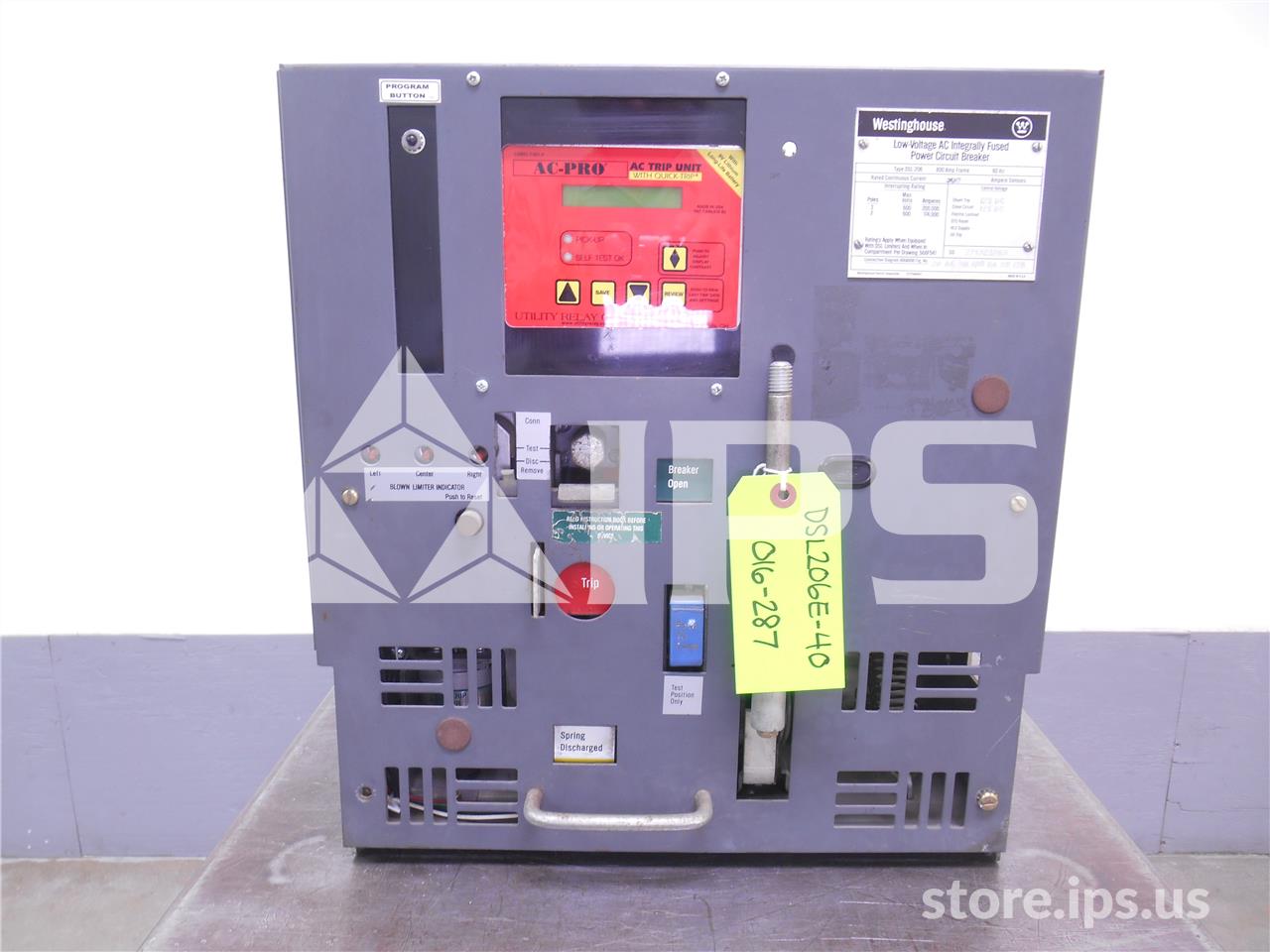 800 Amps WH Dsl-206 Eo/do 125 Volts DC Control, AC Pro Qt Lsig, 200- 600 Amps Ct, 2000 Amps Fuse - Image 1
