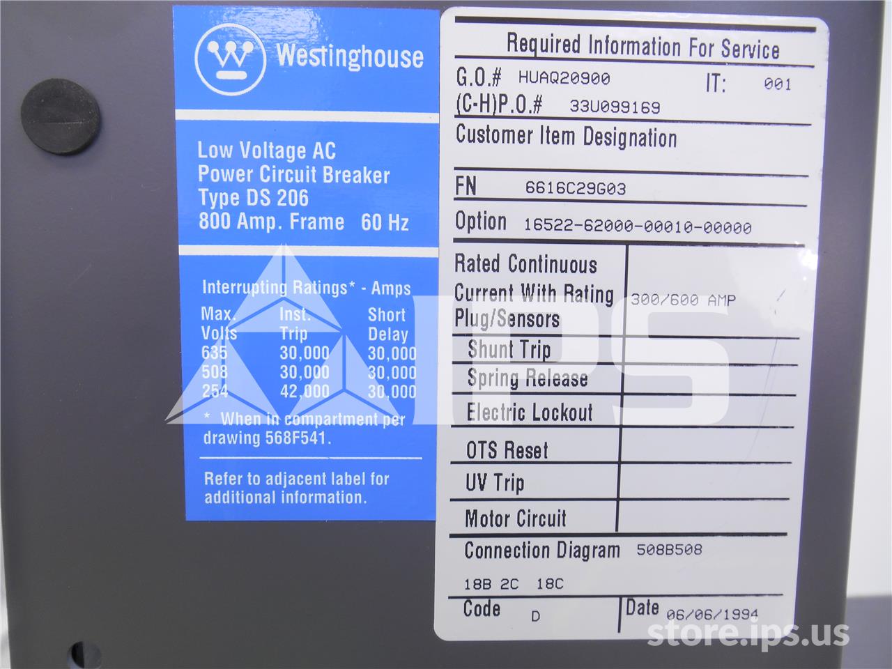 800 Amps WH Ds-206 Mo/do Amptector Ii-a Se Ls, 600 Amps Ct - Image 3