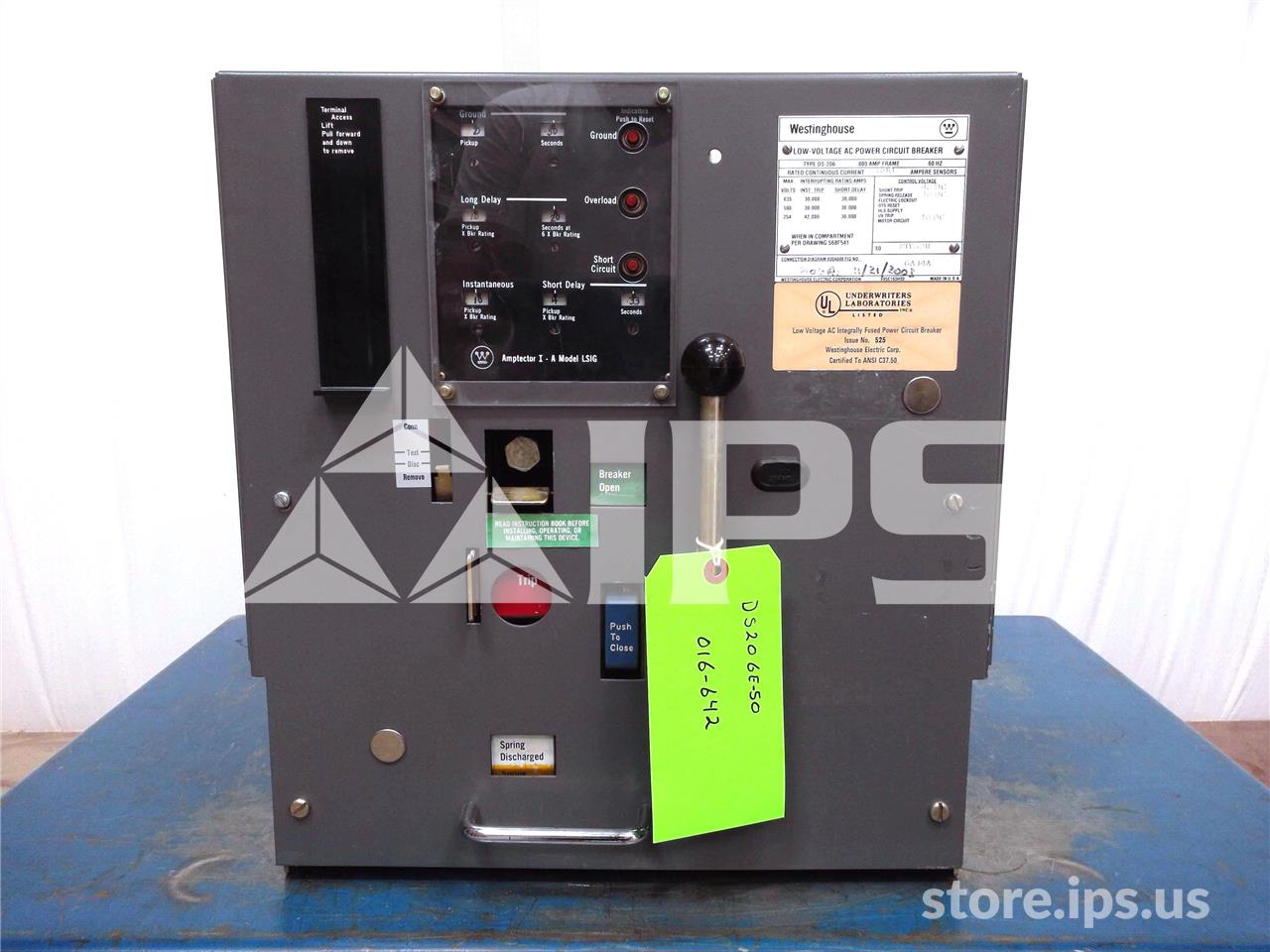 800 Amps WH Ds-206 Eo/do 48 Volts DC Control, Amptector I-a Lsig, 800 Amps Ct - Image 1