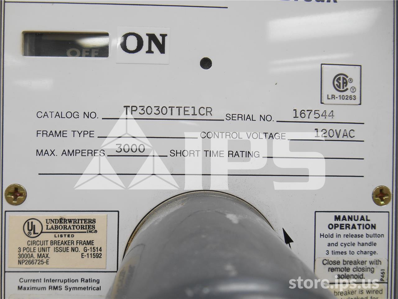 3000 Amps GE Tp Power Break Eo/bi (tp3030) 120 Volts AC Control, Mvt Plus Lig, 3000 Amps Ct, 3000 Amps Rp - Image 4