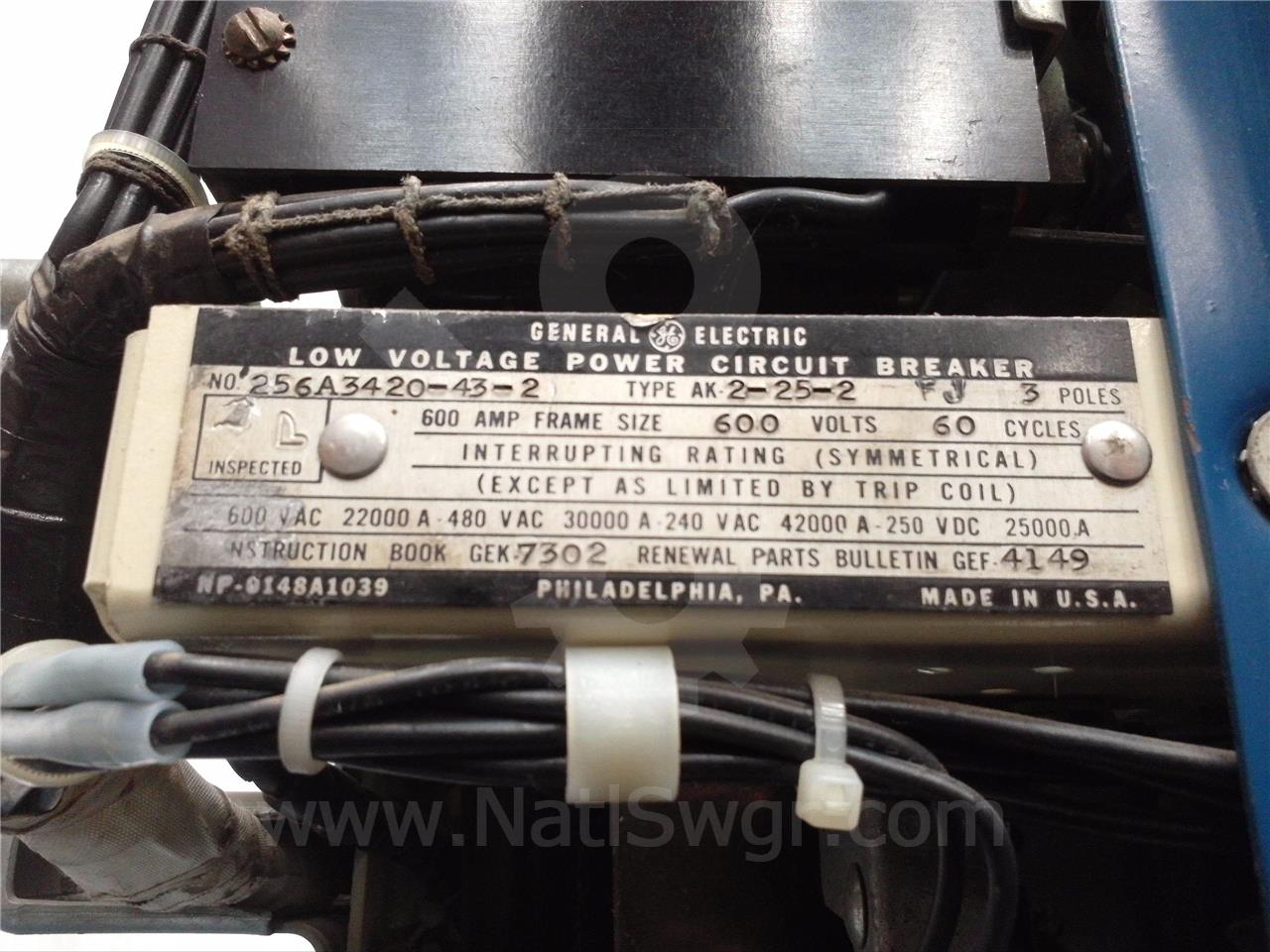 600 Amps GE Ak-2-25 Eo/do 125 Volts DC Control, AC Pro Lsig, 600 Amps Ct - Image 6