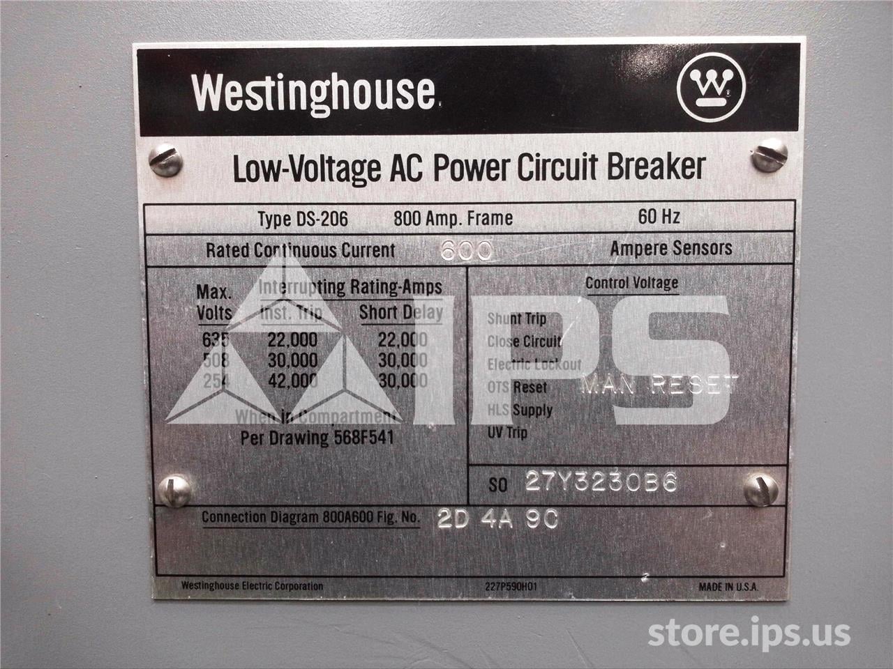 800 Amps WH Ds-206 Mo/do Westrip Rms-2000 Lsig, 600 Amps Ct, Dual Switch Bell Alarm - Image 5