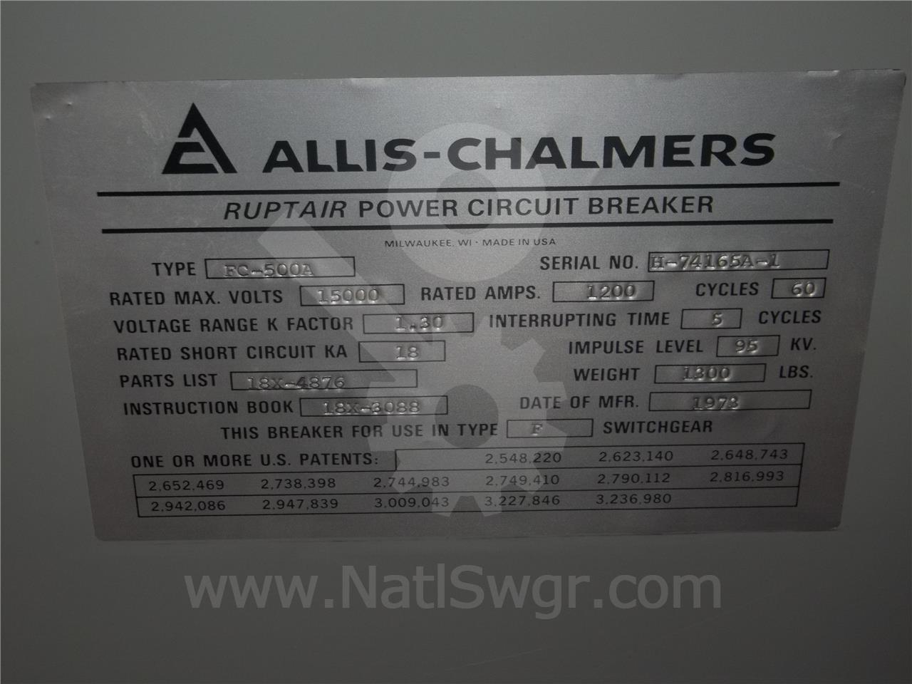 1200 Amps Sa Fc-500a Se-3 F1 (fc500) 125 Volts DC Control - Image 7