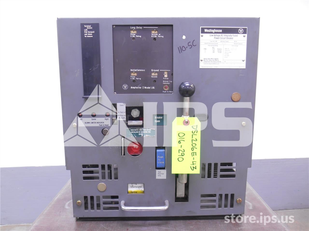 800 Amps WH Dsl-206 Eo/do 125 Volts DC Control, Amptector I Lig, 600 Amps Ct, 2000 Amps Fuse - Image 1