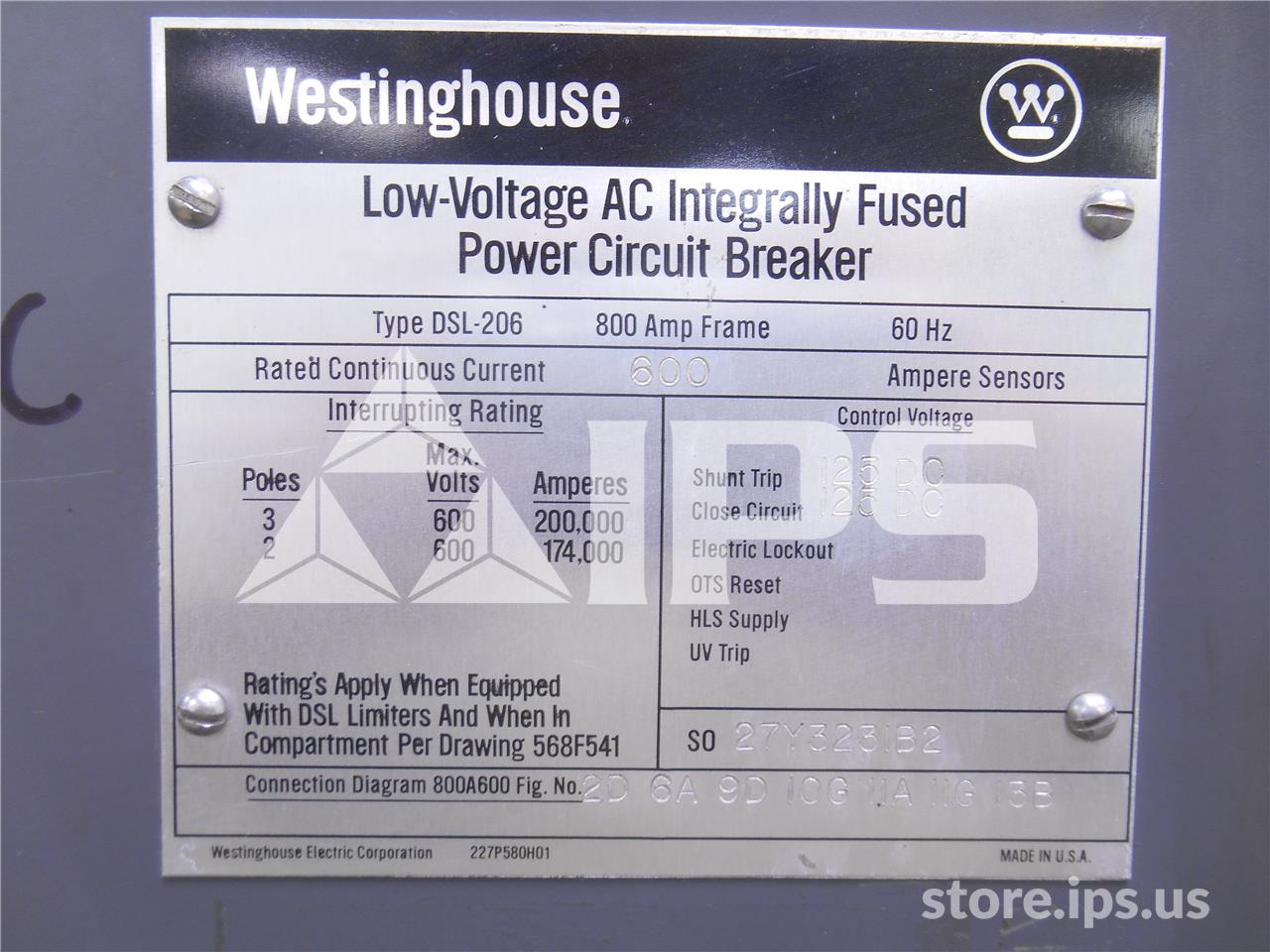 800 Amps WH Dsl-206 Eo/do 125 Volts DC Control, Amptector I Lig, 600 Amps Ct, 2000 Amps Fuse - Image 4