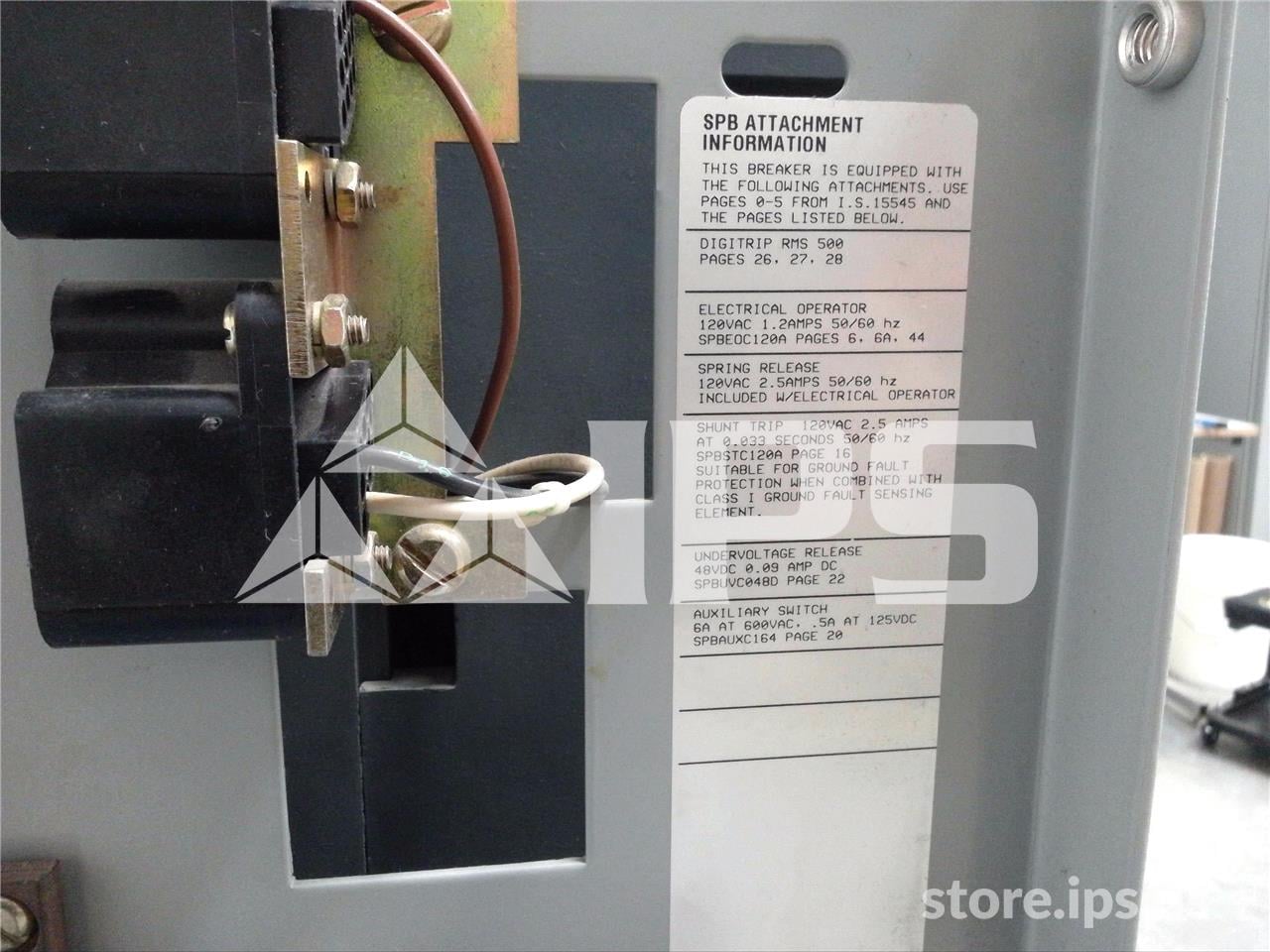 1600 Amps WH Spb-100 Eo/do (spb100) 120 Volts AC Control, Digitrip Rms 500 Lsi, 1600 Amps Rp, 1600 Amps Ct - Image 4