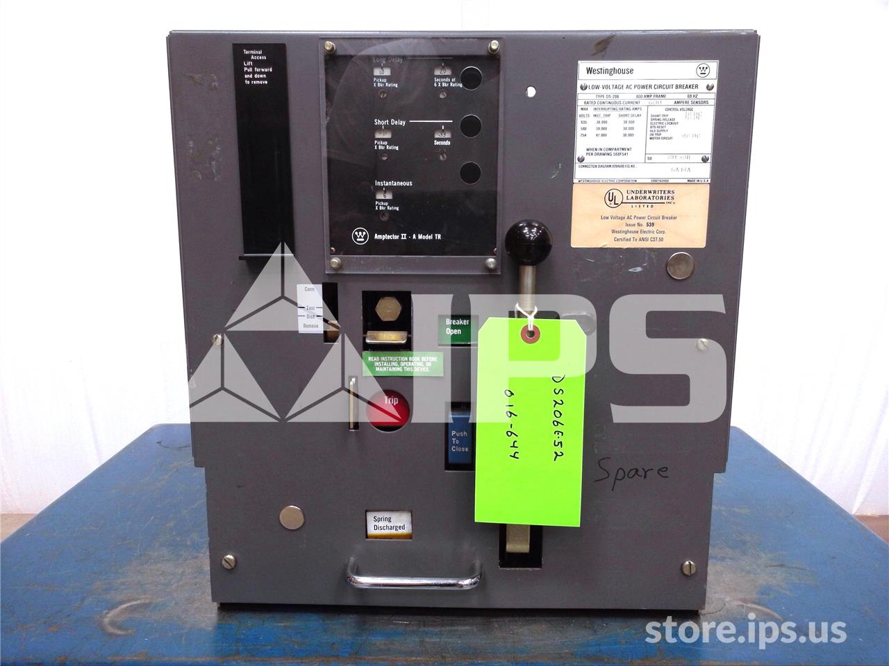 800 Amps WH Ds-206 Eo/do 48 Volts DC Control, Amptector Ii-a Lsi, 800 Amps Ct - Image 1