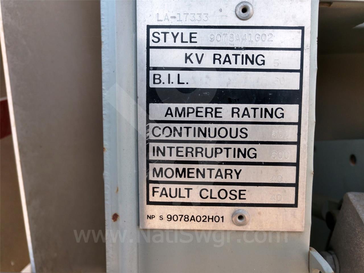 600 Amp. WH Wfs Switch 5 KV 60 KV Bil Indoor Nema 1 - Image 6
