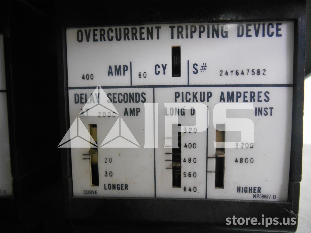 600 Amps WH Db-25 Mo/do 3p Sa Series Li 400a, 125 Volts DC Shunt Trip - Image 2