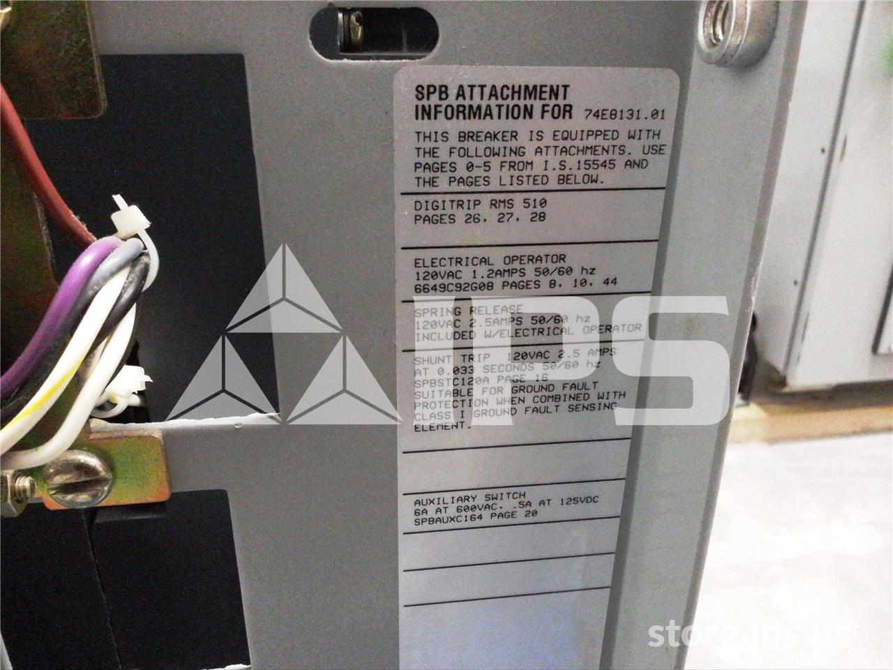 2000 Amps WH Spb-65 Eo/do Compact Frame (spb65) 120 Volts AC Control, Digitrip Rms 510 Ls, 2000 Amps Rp, 2000 - Image 4