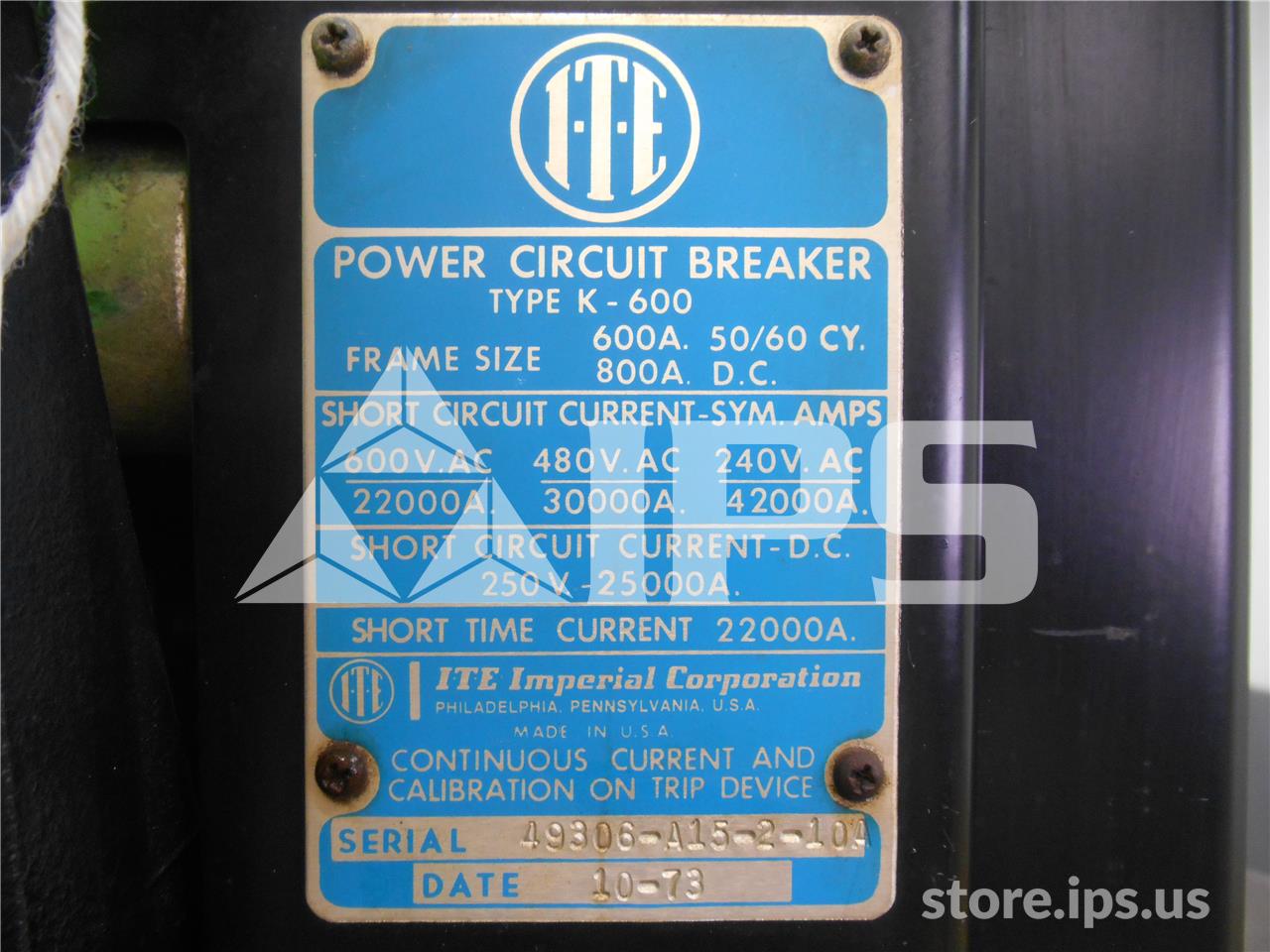 600 Amps ITE K-600 Red Mo/do Od-3 Li 600 Amps - Image 2
