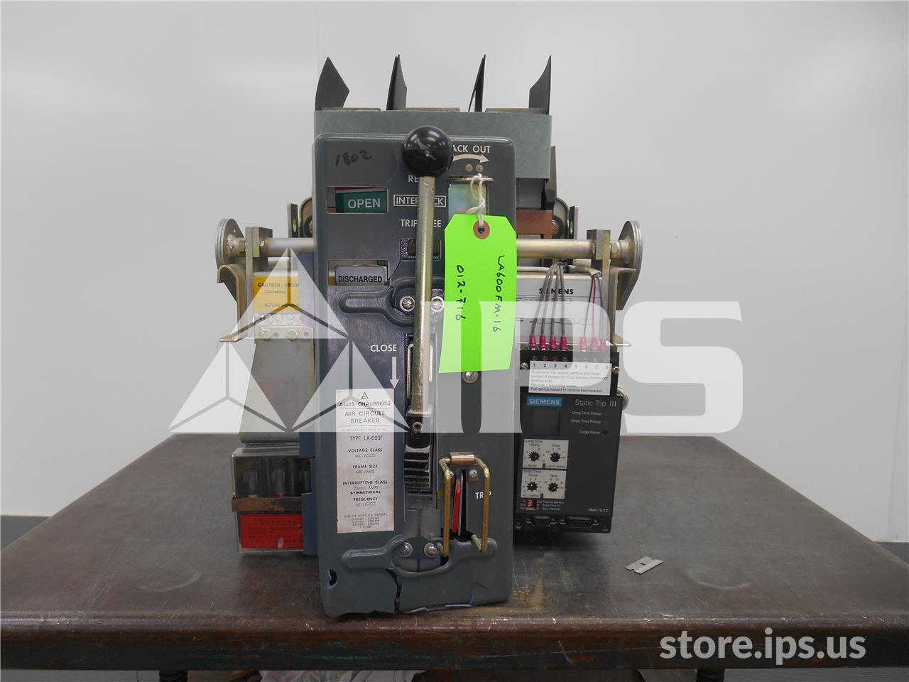 600 Amps AC La-600f Mo/do Static Trip Iii Ls, 600 Amps Ct, 800 Amps Fuse - Image 1