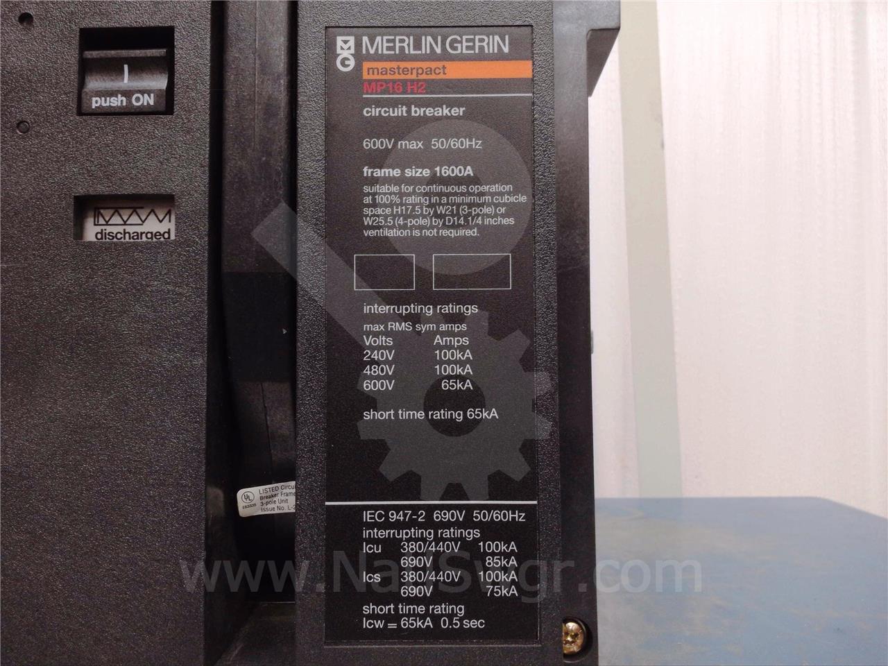 1600 Amps Square D Merlin Gerin Mp16 H2 Mo/do 120 Volts AC Trip, Str58up Lsi, 1600 Amps Ct, 1200 Amps Rp - Image 6