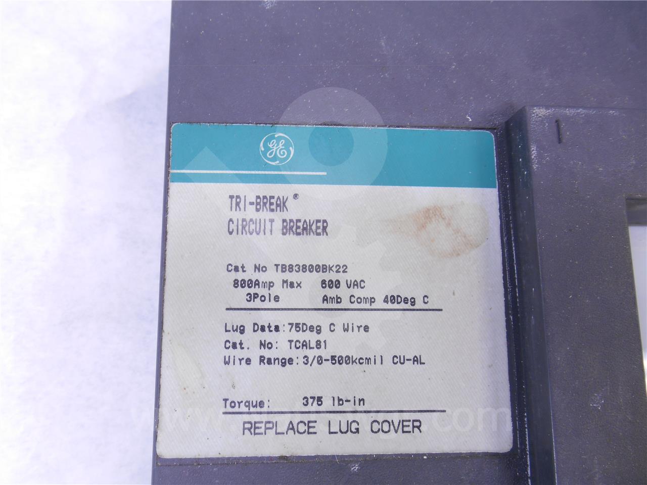 GE Tb-8 Tri-break Line Mccb 800at - Image 2