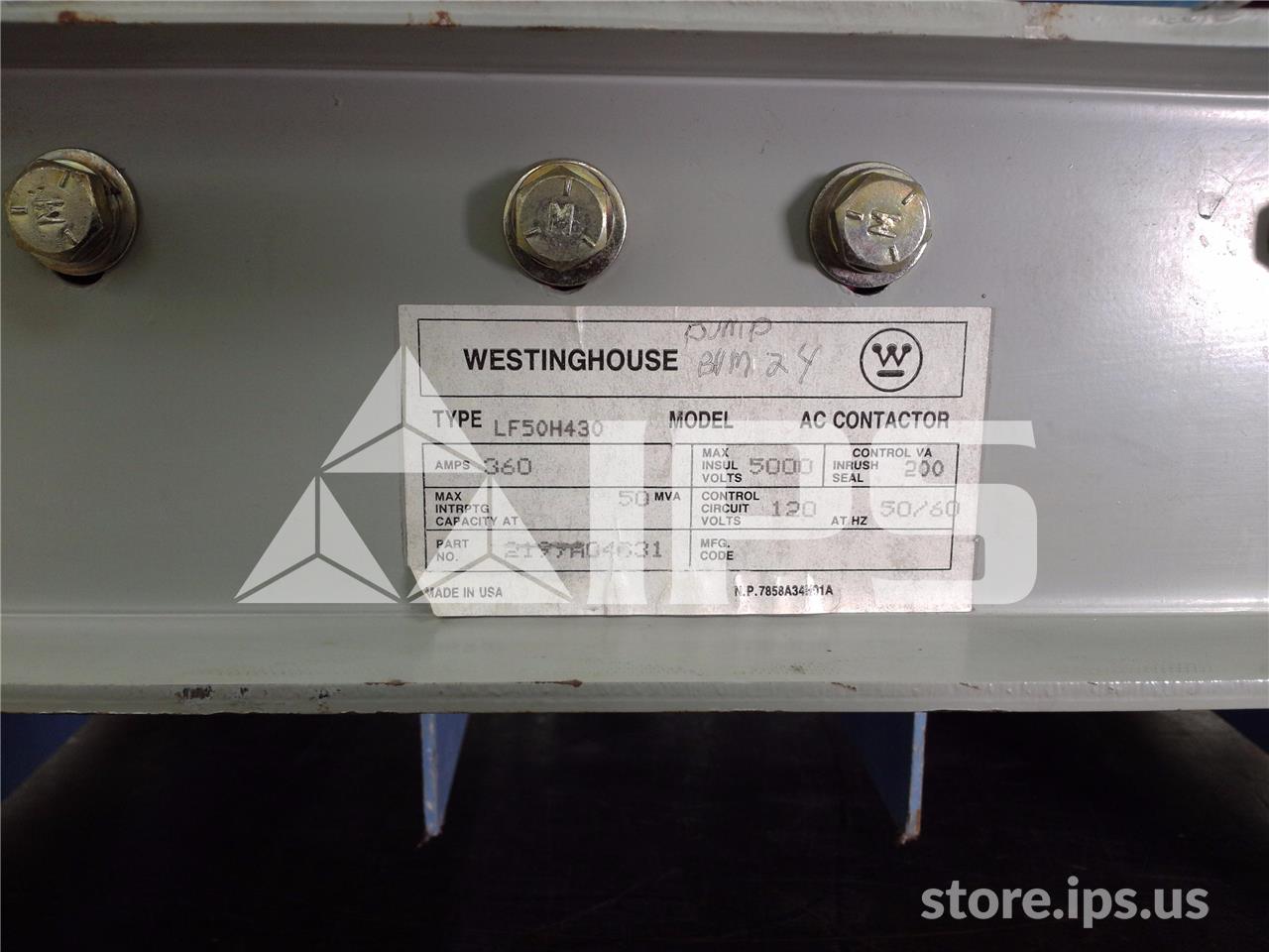 360 Amps WH Lf Ampgard Contactor Lf50h430 120 Volts AC Control - Image 3