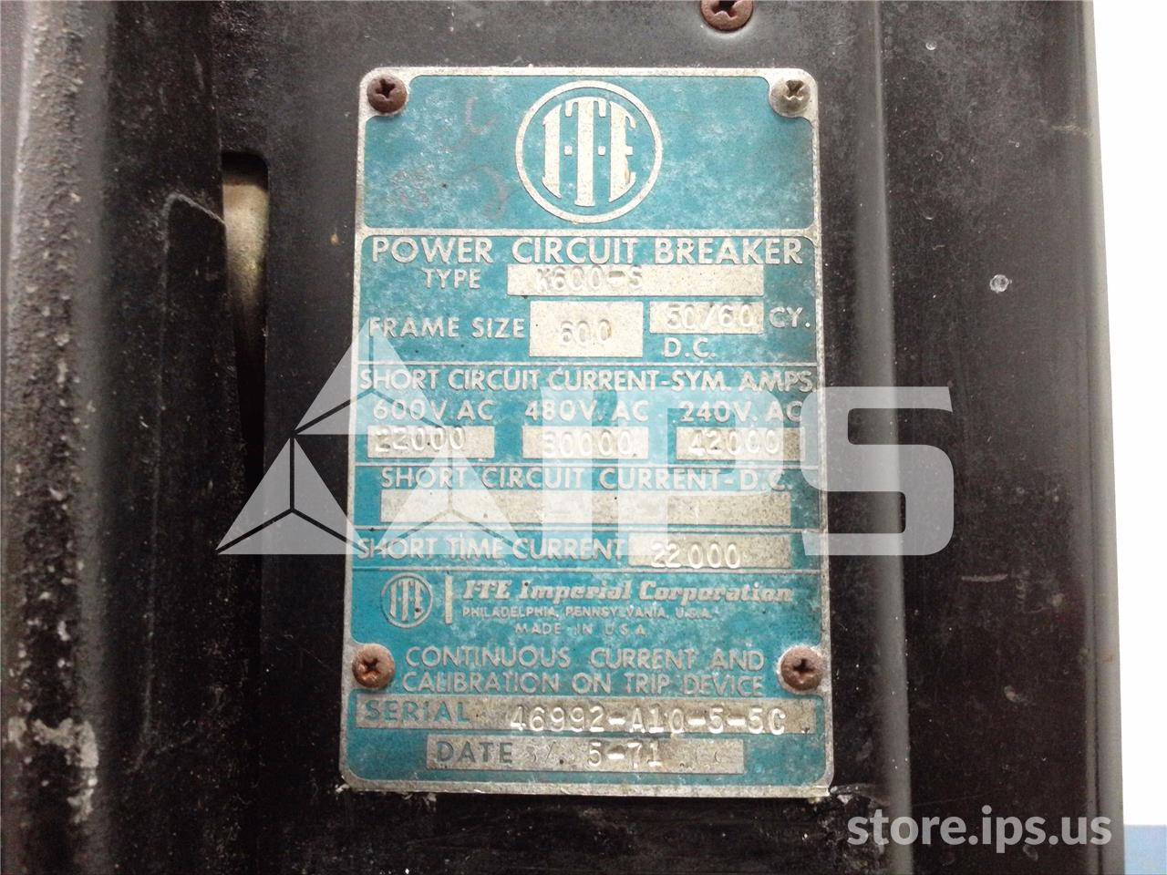 600 Amps ITE K-600s Red Mo/do Power Shield Ss3 Li, 600 Amps Ct - Image 5