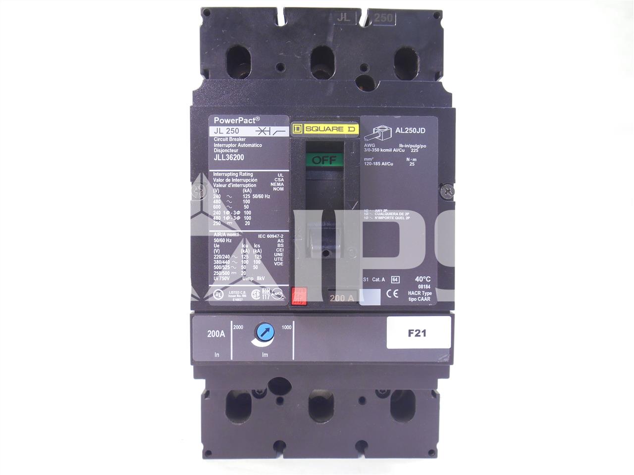 Square D Powerpact Jl250 Mccb 200at - Image 1