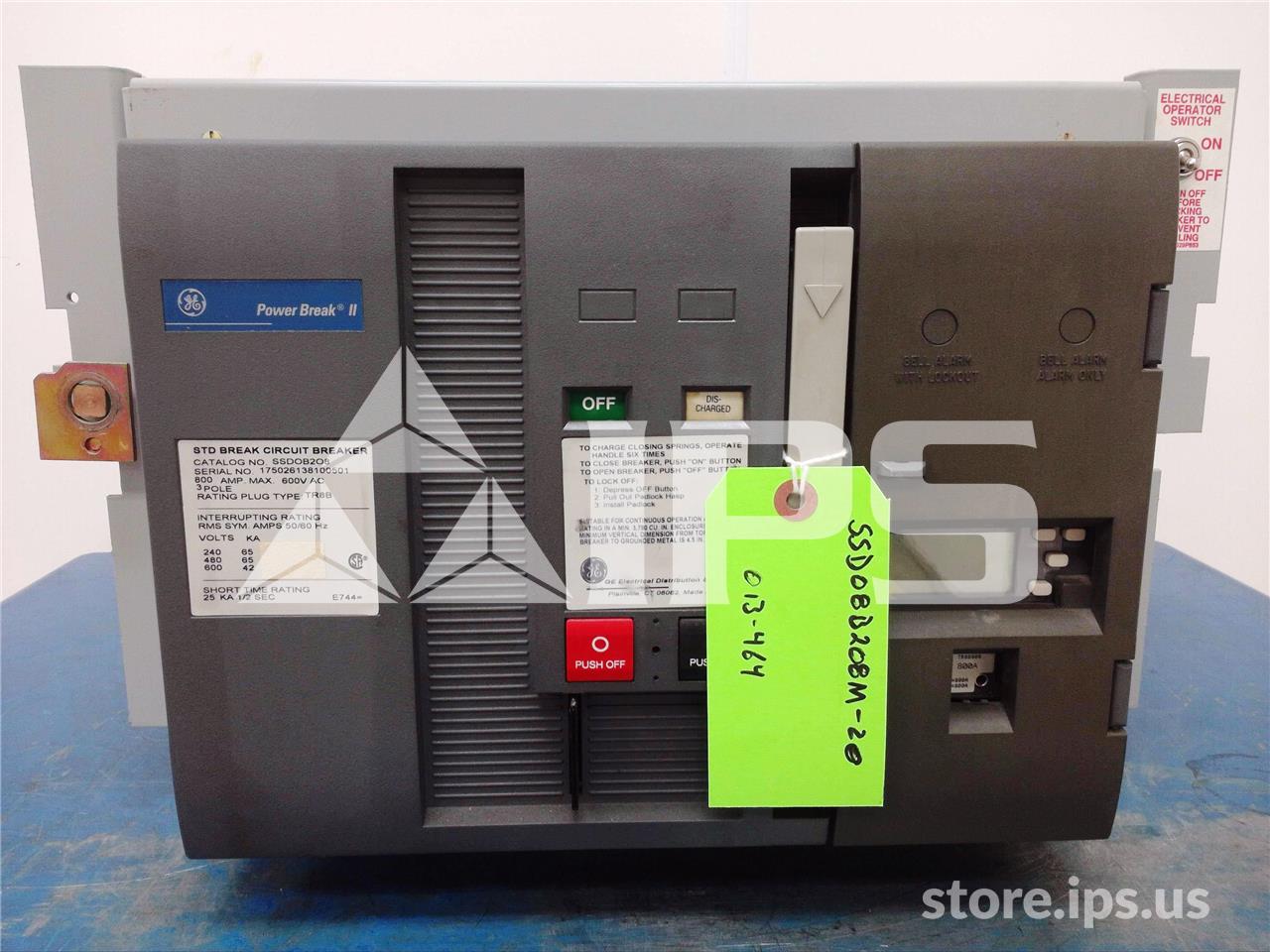 800 Amps GE Ssd Power Break Ii Mo/do (ssd08) Mvt Plus Lsi, 800 Amps Ct, 800 Amps Rp, 48 Volts DC Uv - Image 1