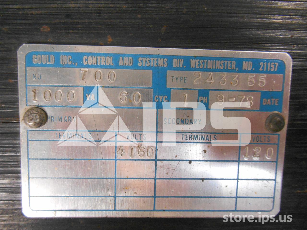 Gould 34.7:1 Control Power Transformer 1kv Amps 4160:120 - Image 4