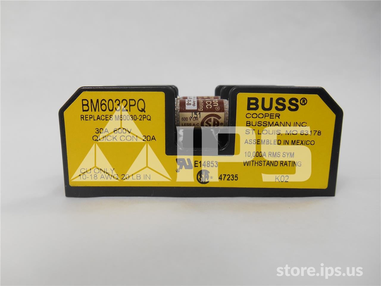 Bussman Bm 20 Amps Fuse Holder 2 Pole, 600v, Panel Mount - Image 1