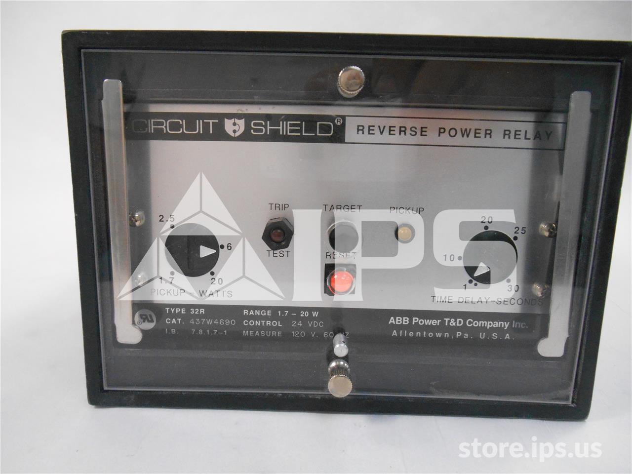 ABB 32r Circuit Shield Reverse Power Relay 24vdc, Range 1.7-20w, Delay 1-30 - Image 1