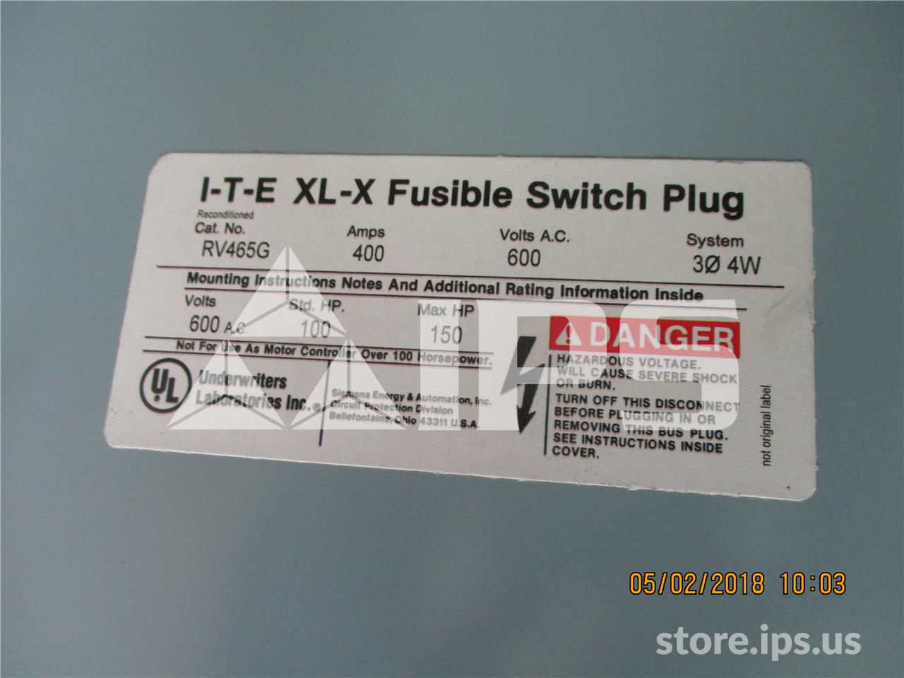 ITE 400 Amps Fusable Bus Plug Type Rv 200k Amps 600v, 3ph, 4w Xl-x - Image 2