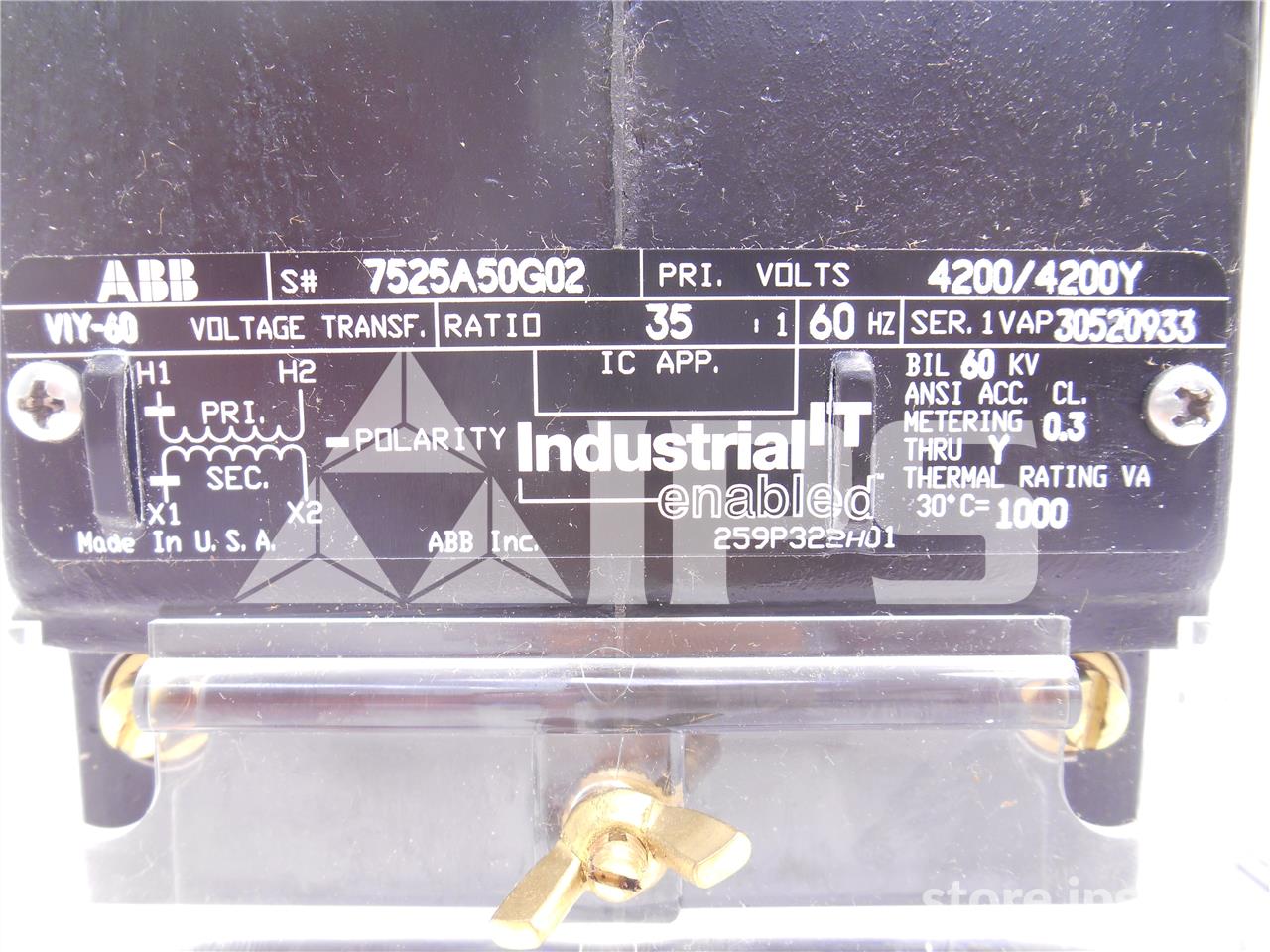 ABB 35:1 Viy-60 Potential Transformer Unused Surplus 5kv, 60 KV Bil, 4200:120, Non Fused - Image 2