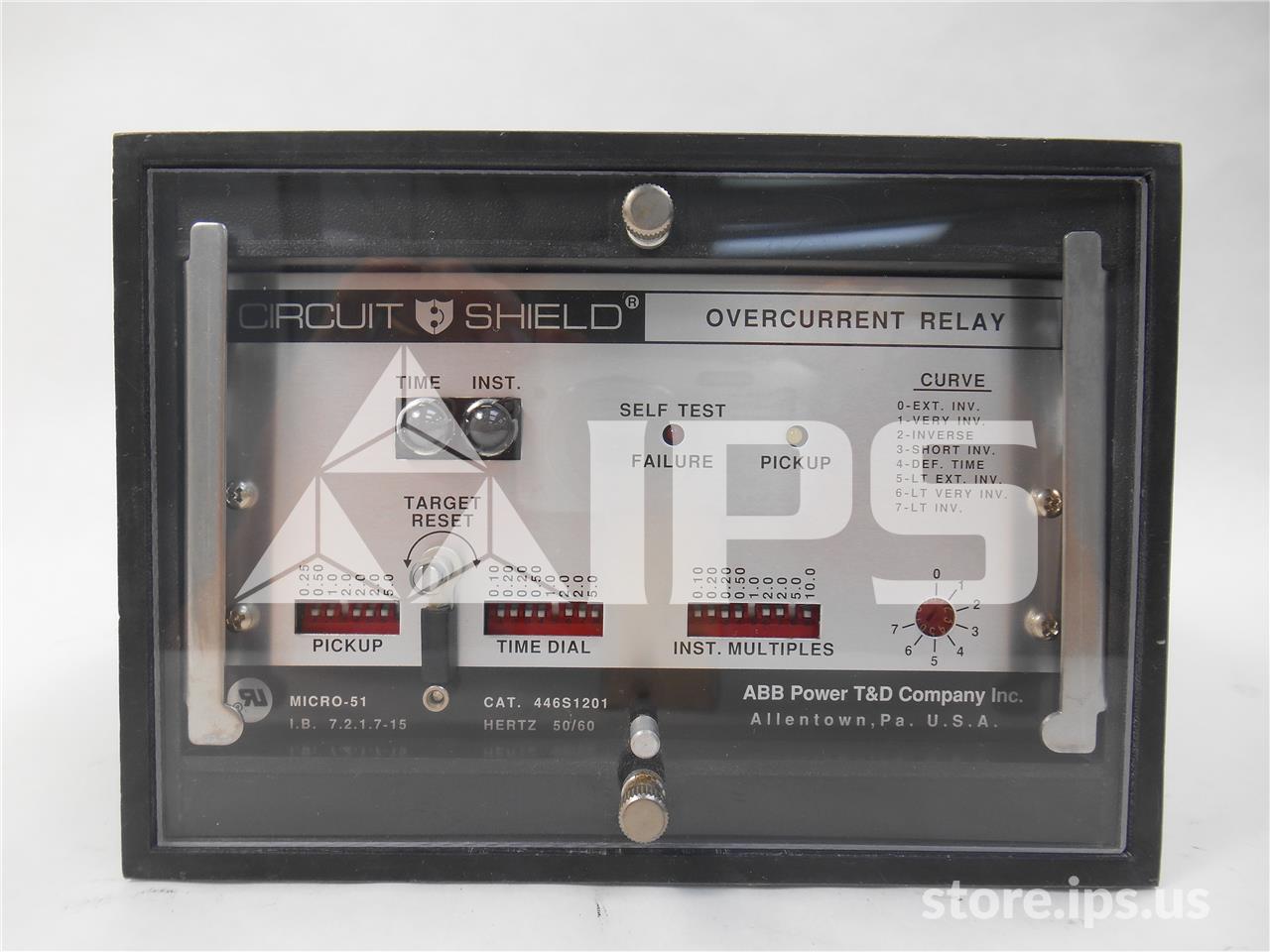 ABB Micro-51 Circuit Shield Over Current Relay 120vac, 1.5-12 Amps Toc, 1-20 Amps Inst - Image 1