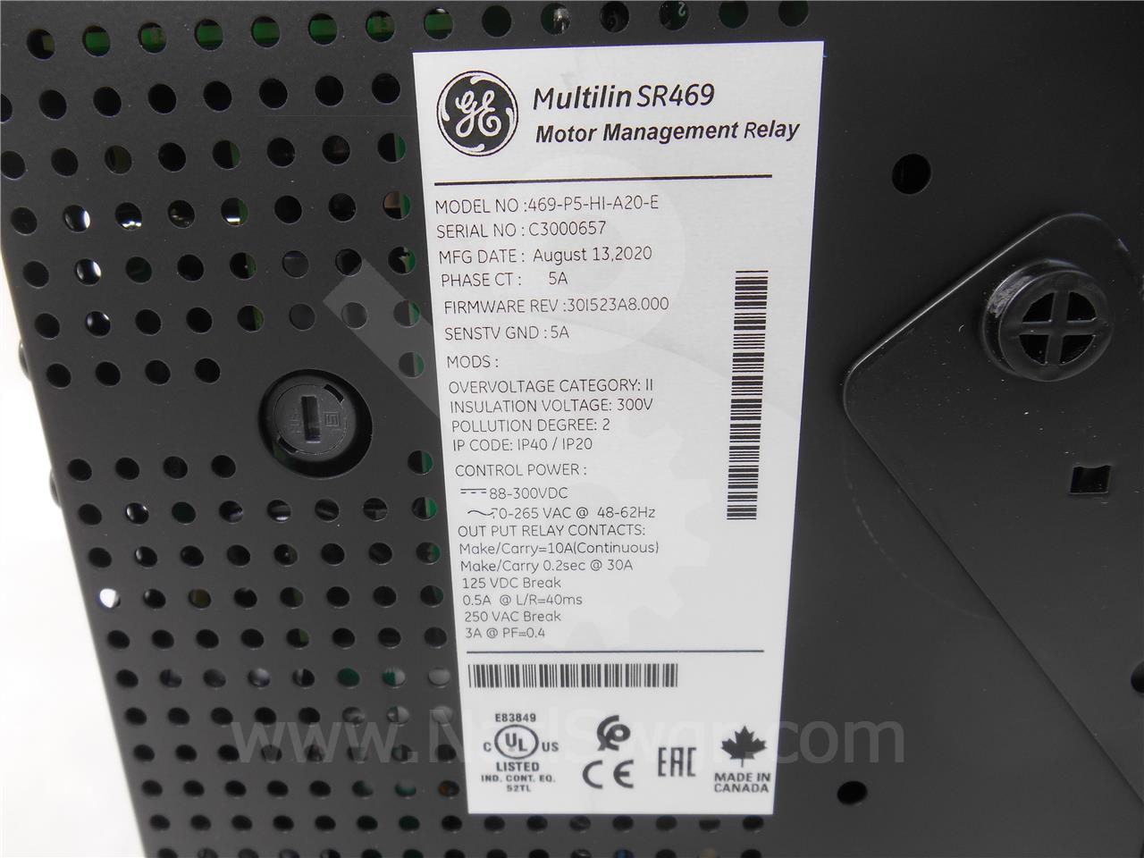 GE Multilin 469 Motor Management Relay New 90-300vdc/70-265vac, Enhanced Display - Image 9