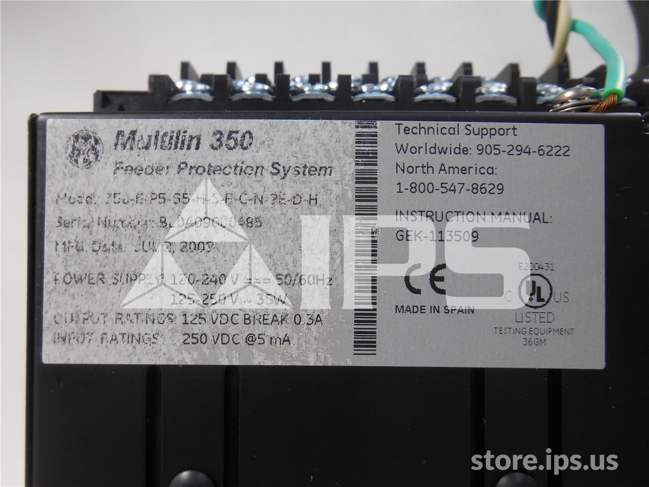 GE Multilin 350 Feeder Protection Relay 120-240vac/125-250 Volts DC - Image 2