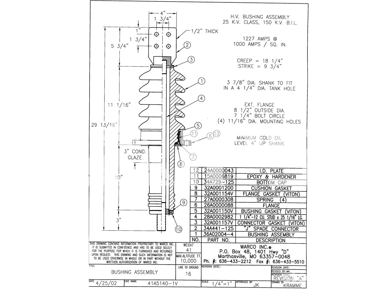 ABB 25 KV Warco Bushing Assembly New For Transformer - Image 1