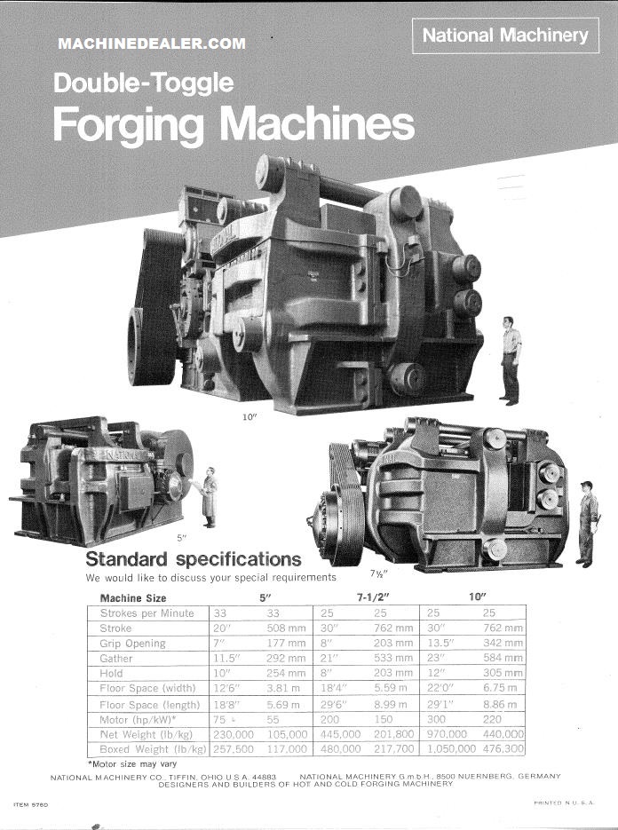 10" National #10, heavy duty upset forging machine, double toggle, 30" stroke, 300 HP - Image 4