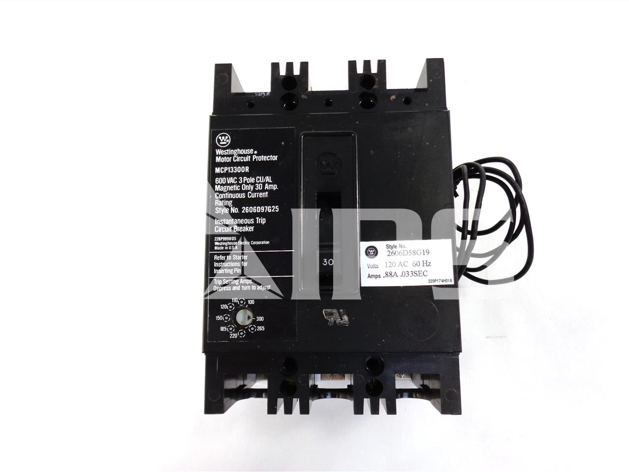 WH Mcp Mccb 30at, 120 Volts AC Right Hand Shunt Trip - Image 1
