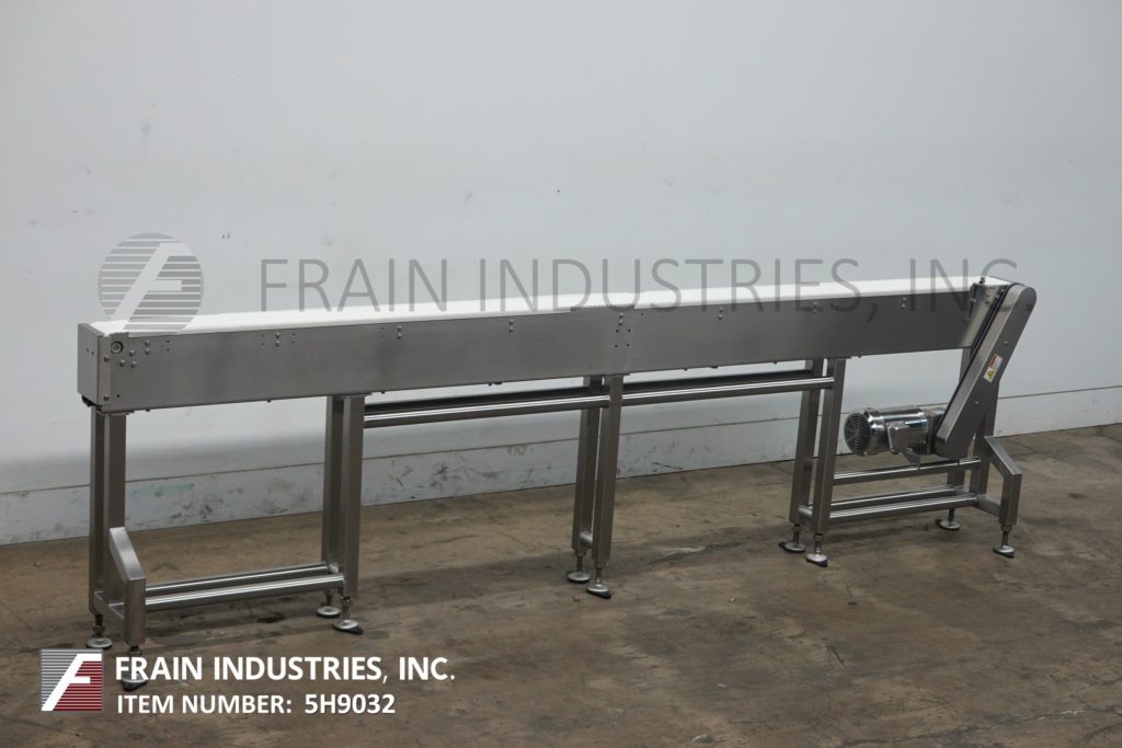 6" wide x 11.9' long, Stainless Steel table top conveyor, 38"-42" infeed & discharge range, 1 HP, mounted on - Image 1