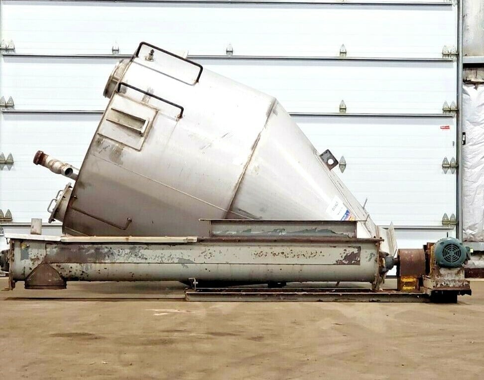 Tricor Metal, Stainless Steel hopper / screw conveyor, 79" dia., 54" straight wall, 48" x 11" bottom opening - Image 1