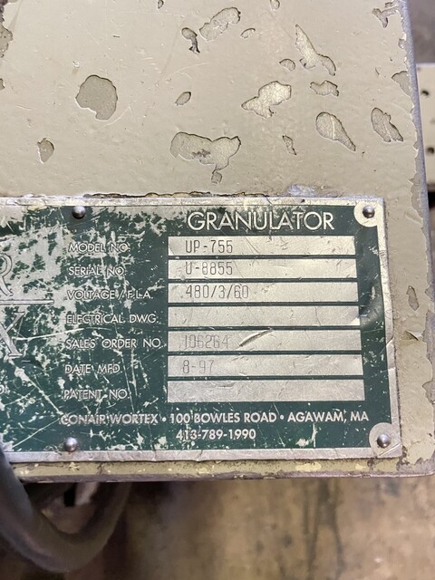 55" Wortex #UP755, under the press granulator, 20 HP, power hopper tilt, #18518J - Image 5