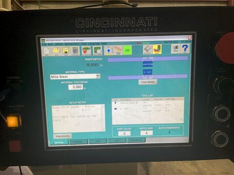 175 Ton, Cincinnati #175FMII, hydraulic CNC press brake, 10' overall, 102" between housing, 48" backgauge - Image 2